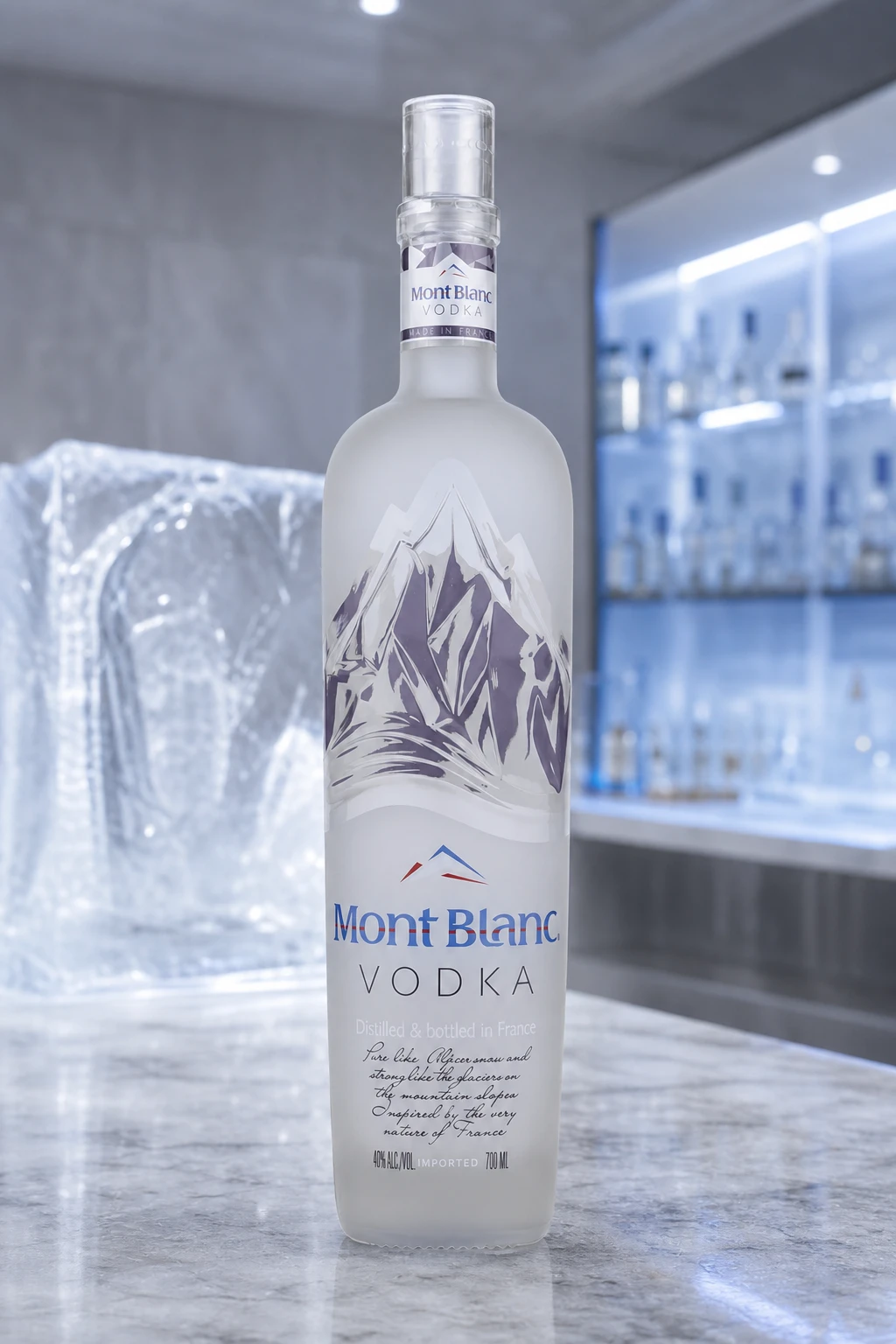 Mont Blanc bottle in a photographic setting