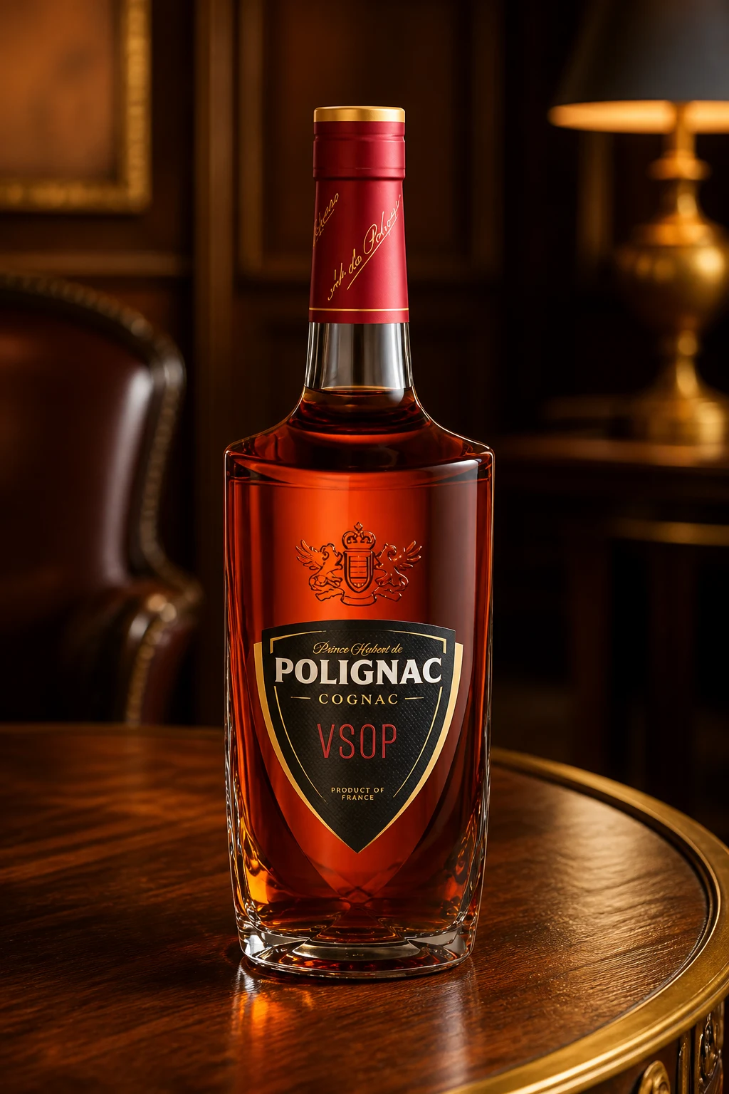 Prince Hubert de Polignac bottle in a photographic setting