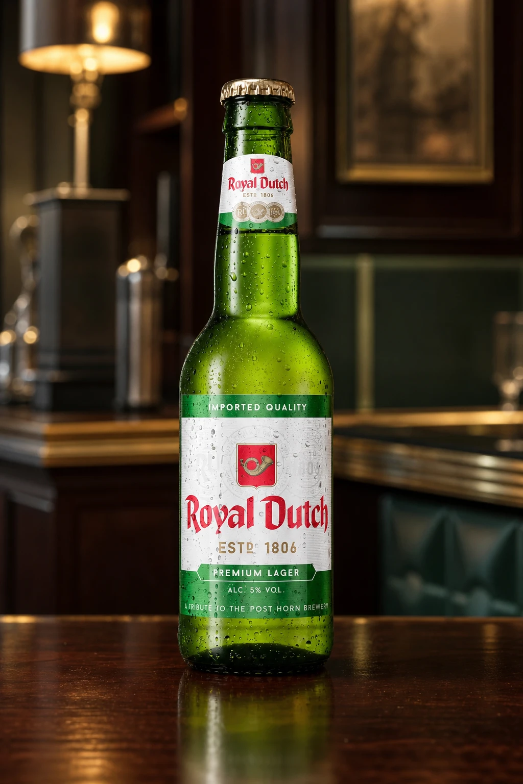 Royal Dutch bottle in a photographic setting