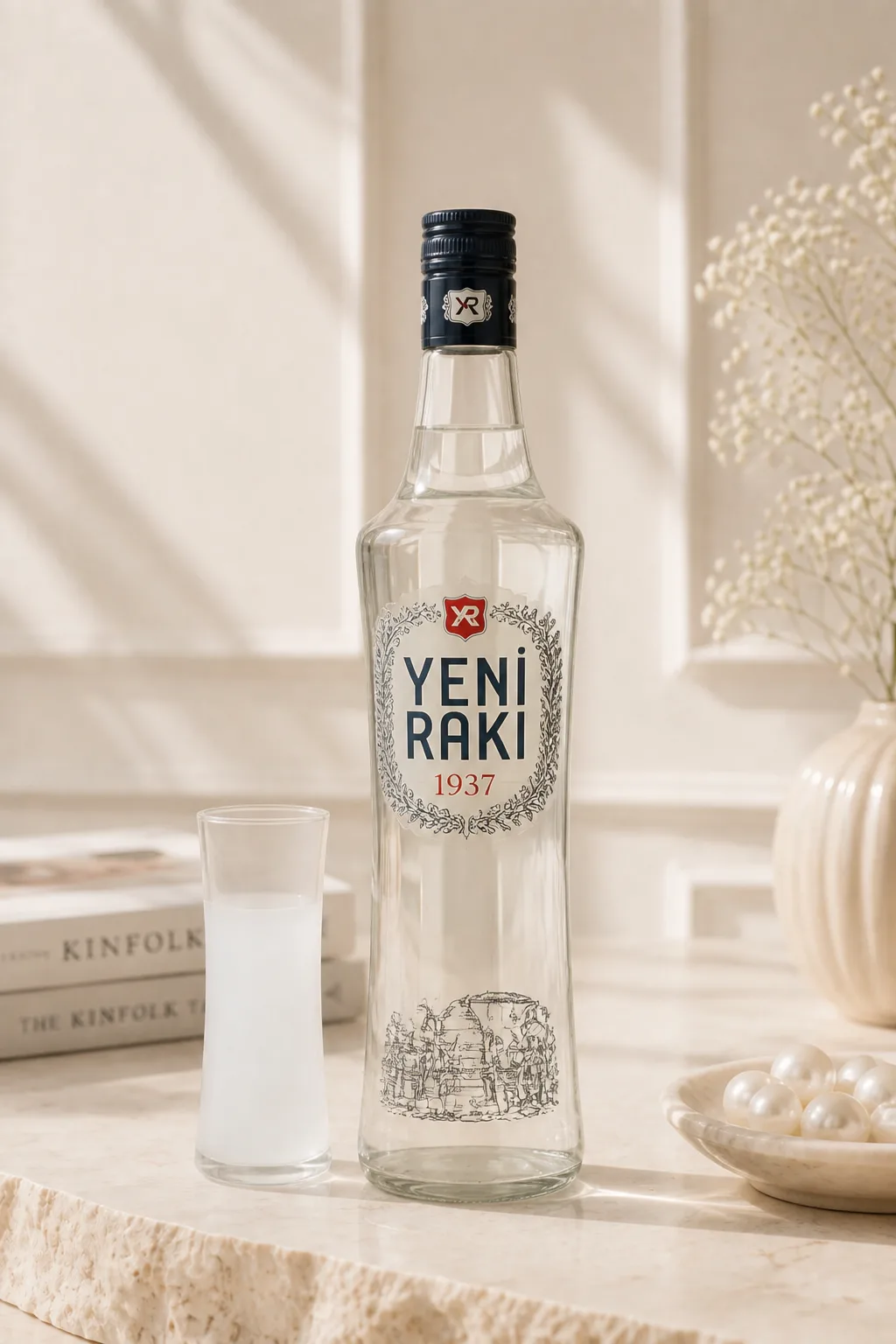 Yeni Rakı bottle in a photographic setting